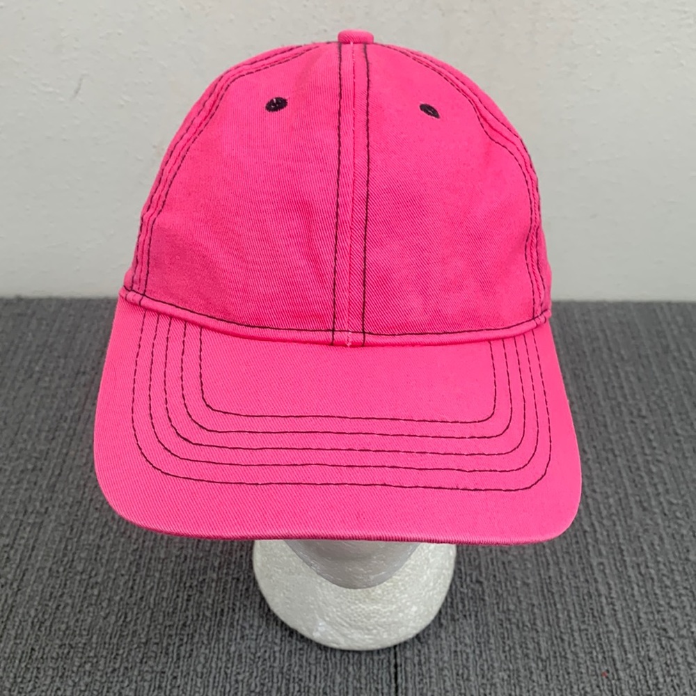 Baseball Hat Girls Ladies OSFM Pink Black Stitching Adjustable Strapback Cap